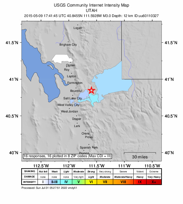 Did You Feel It? map: shaking reported by the public