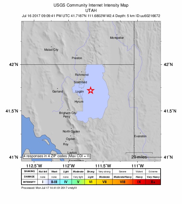 Did You Feel It? map: shaking reported by the public