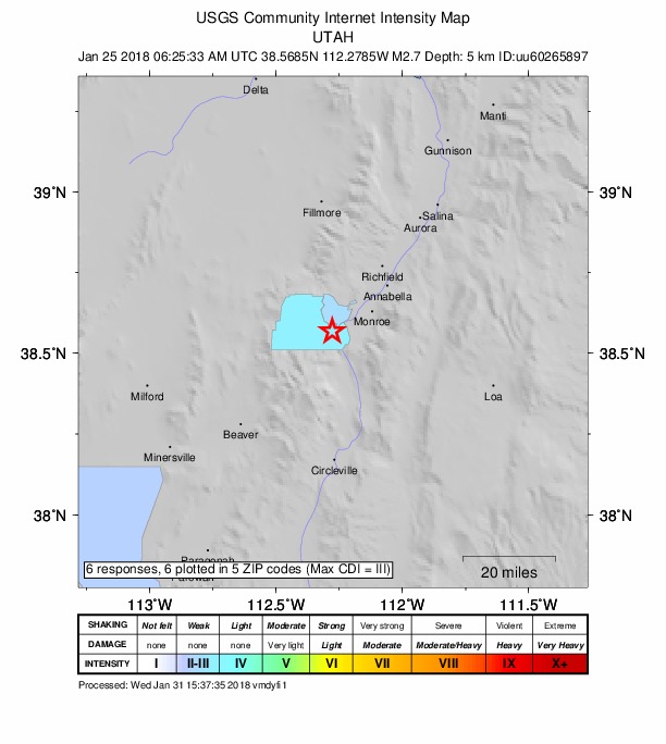 Did You Feel It? map: shaking reported by the public