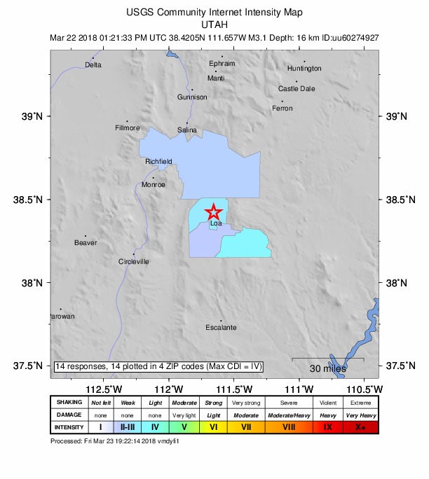 Did You Feel It? map: shaking reported by the public