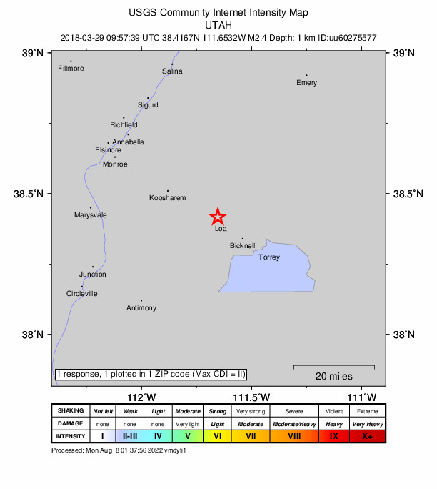Did You Feel It? map: shaking reported by the public
