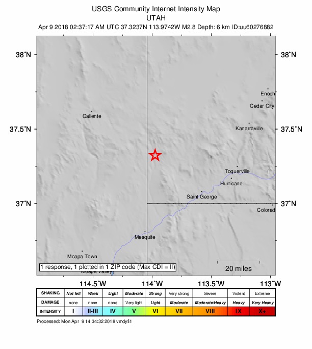 Did You Feel It? map: shaking reported by the public