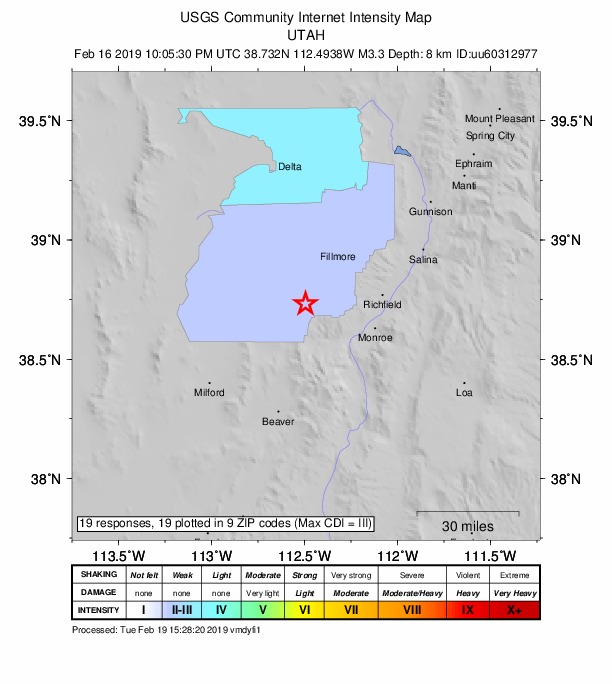 Did You Feel It? map: shaking reported by the public