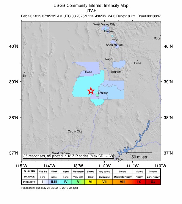Did You Feel It? map: shaking reported by the public