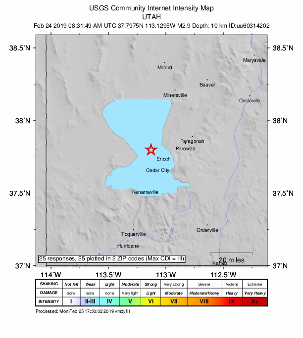 Did You Feel It? map: shaking reported by the public