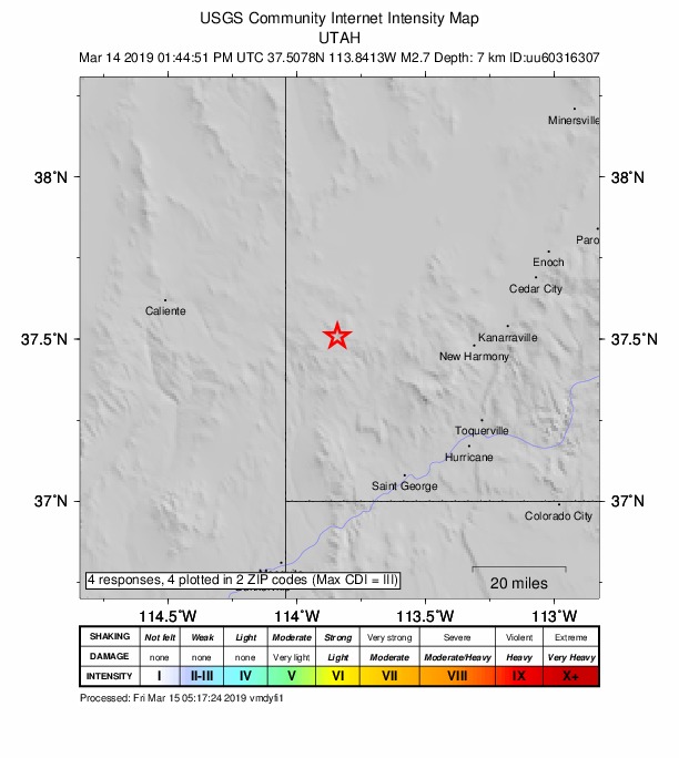 Did You Feel It? map: shaking reported by the public