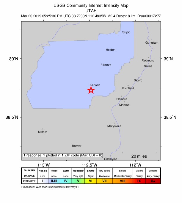 Did You Feel It? map: shaking reported by the public