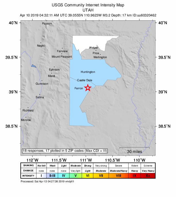 Did You Feel It? map: shaking reported by the public
