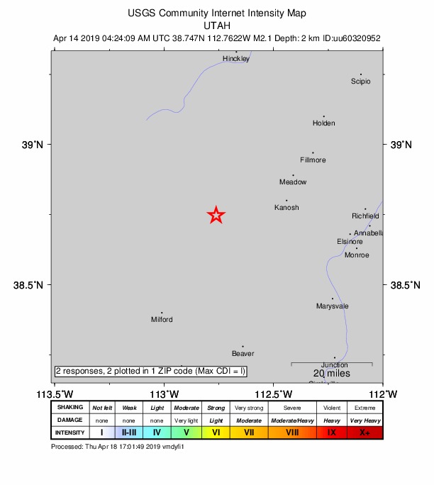 Did You Feel It? map: shaking reported by the public