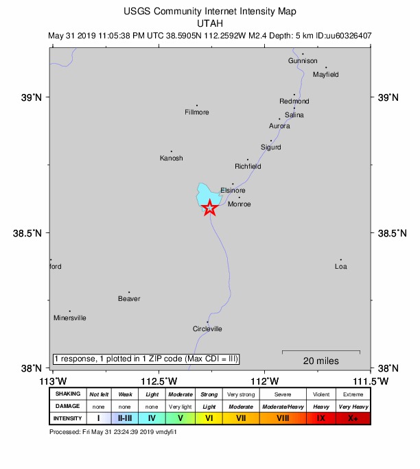 Did You Feel It? map: shaking reported by the public