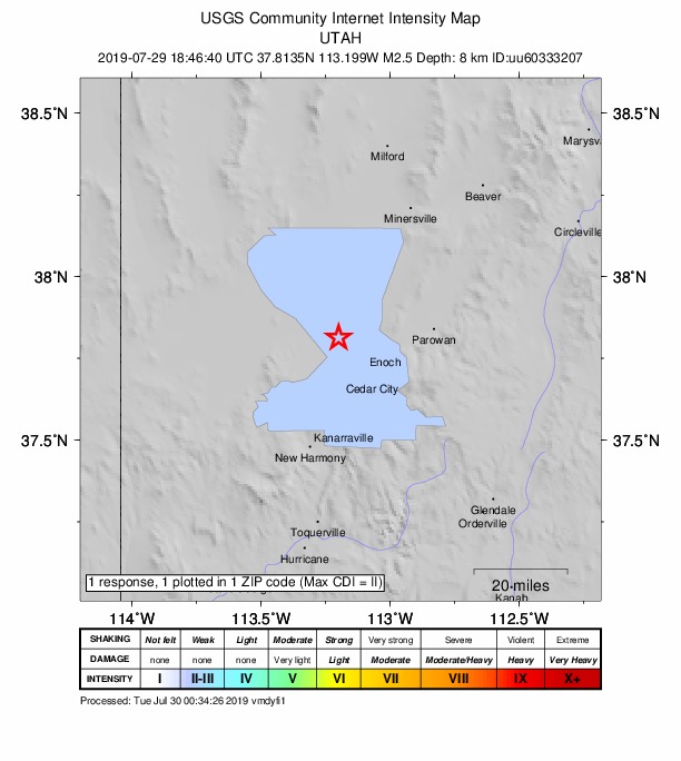 Did You Feel It? map: shaking reported by the public