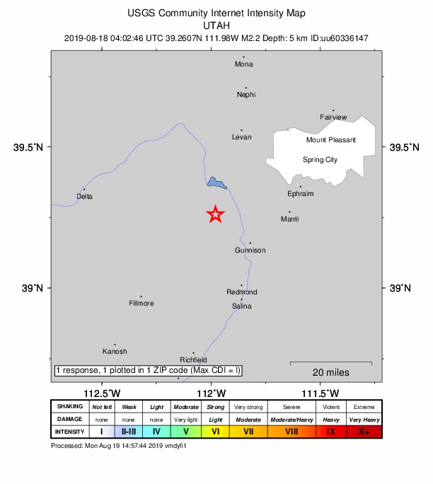 Did You Feel It? map: shaking reported by the public