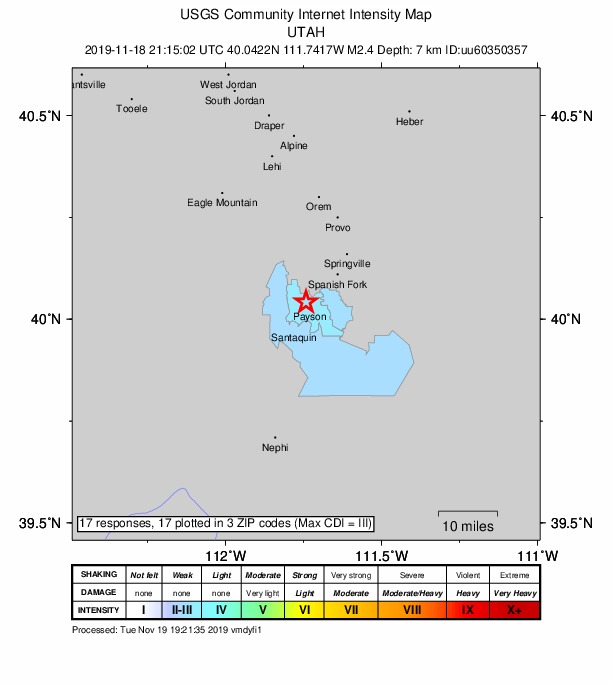 Did You Feel It? map: shaking reported by the public