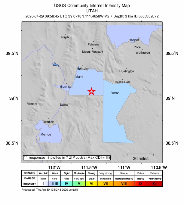 Did You Feel It? map: shaking reported by the public