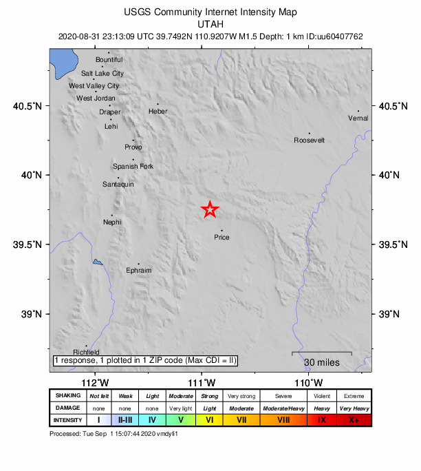 Did You Feel It? map: shaking reported by the public