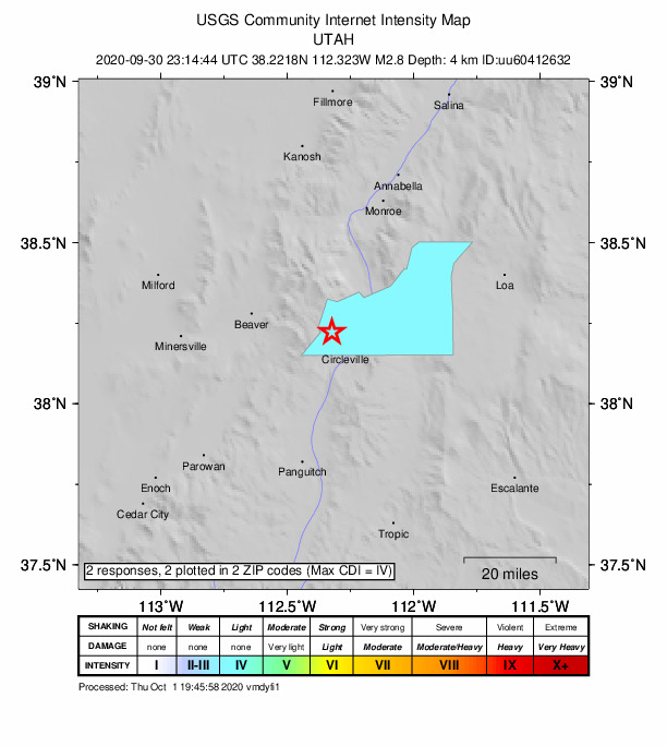 Did You Feel It? map: shaking reported by the public