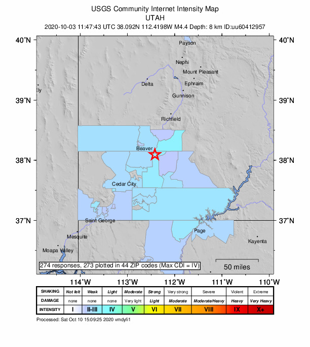 Did You Feel It? map: shaking reported by the public