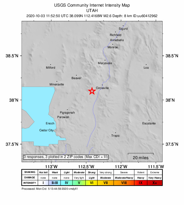 Did You Feel It? map: shaking reported by the public