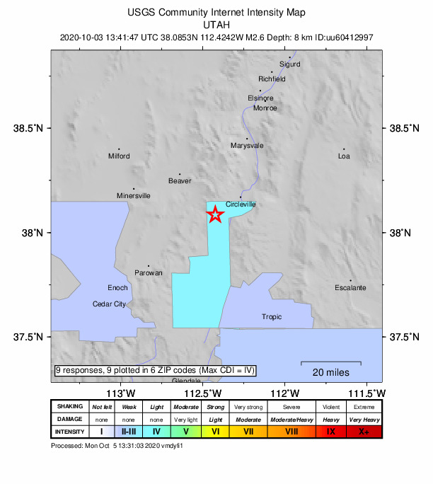 Did You Feel It? map: shaking reported by the public