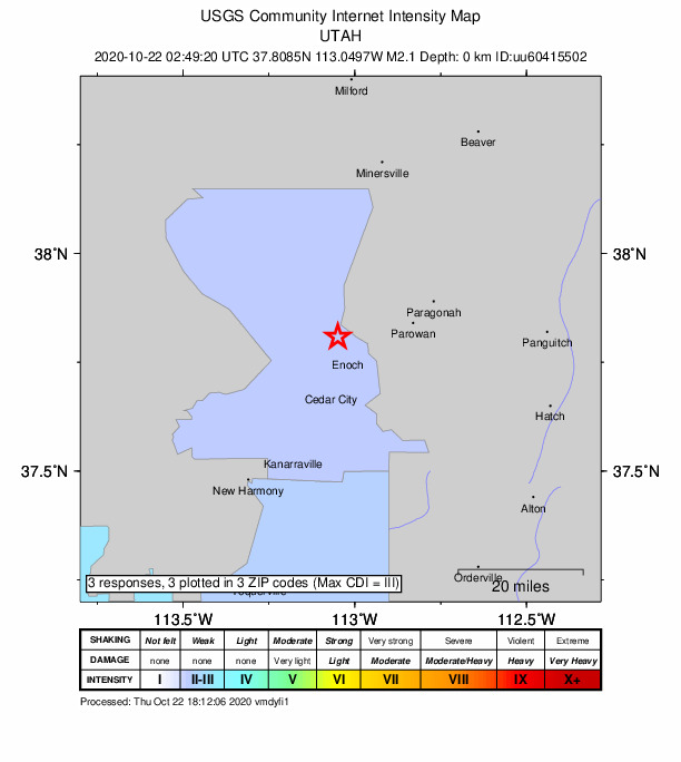 Did You Feel It? map: shaking reported by the public