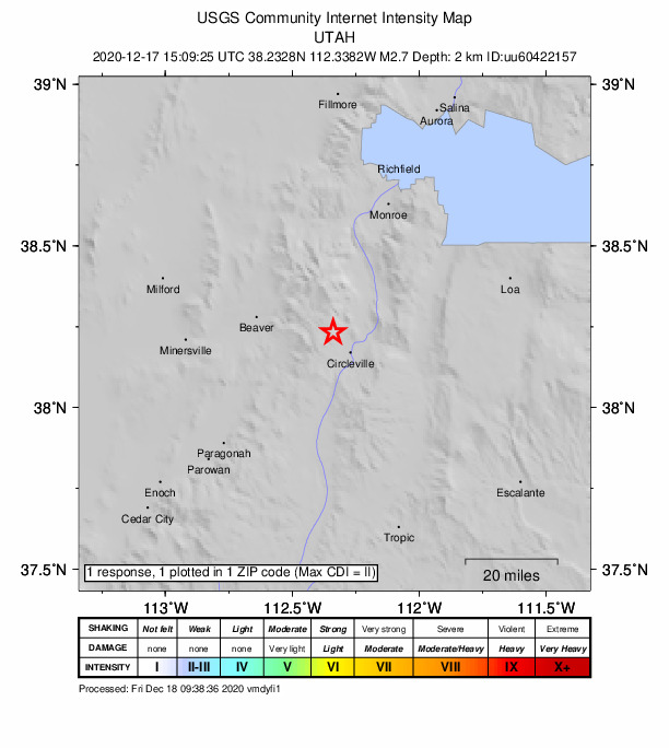 Did You Feel It? map: shaking reported by the public