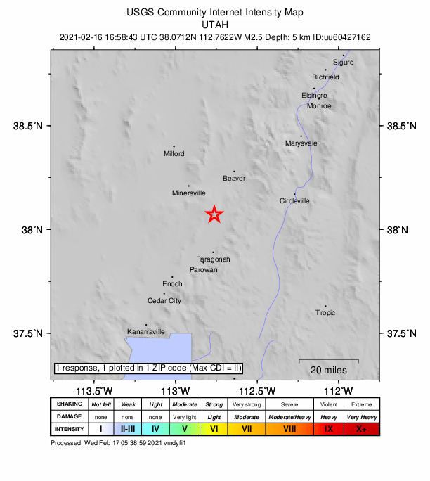 Did You Feel It? map: shaking reported by the public