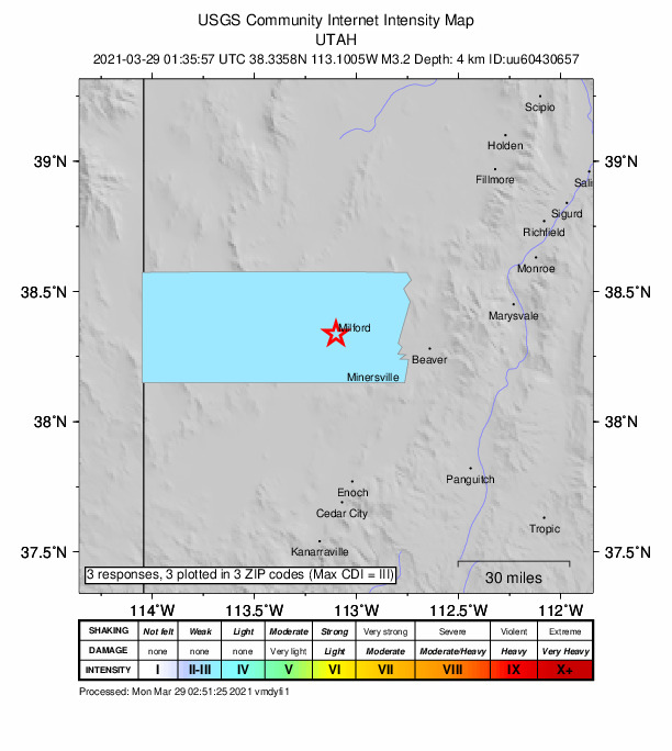 Did You Feel It? map: shaking reported by the public