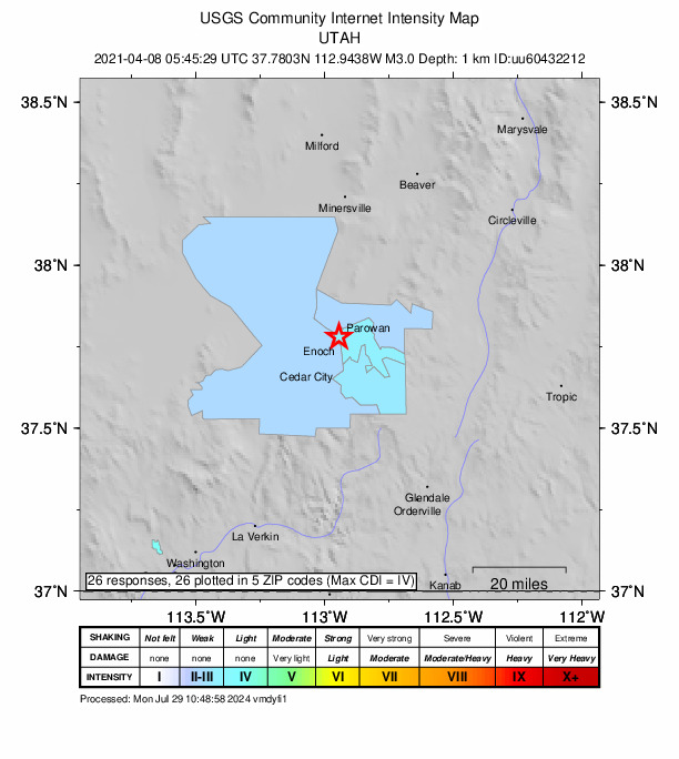Did You Feel It? map: shaking reported by the public