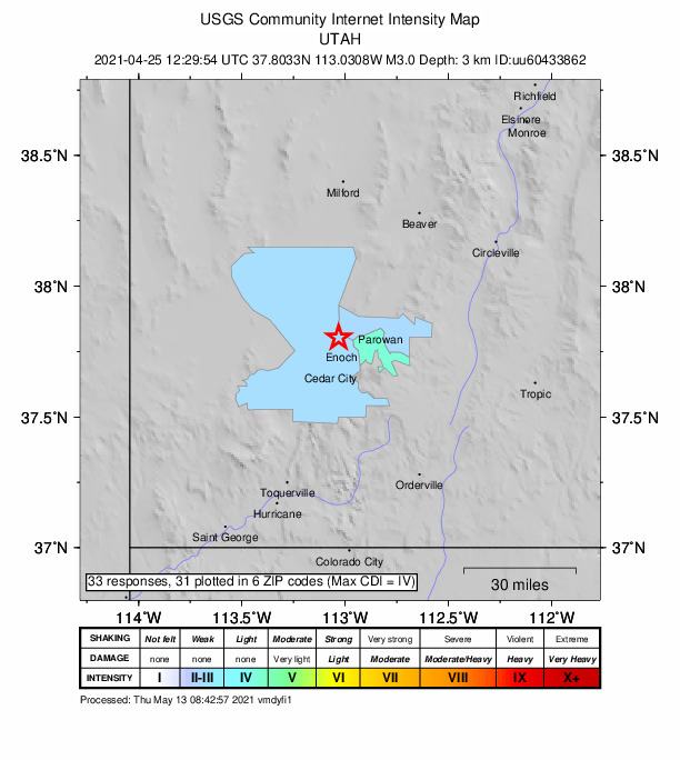 Did You Feel It? map: shaking reported by the public