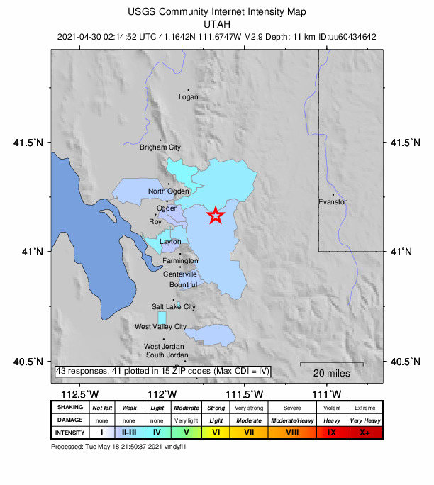 Did You Feel It? map: shaking reported by the public