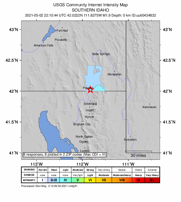 Did You Feel It? map: shaking reported by the public