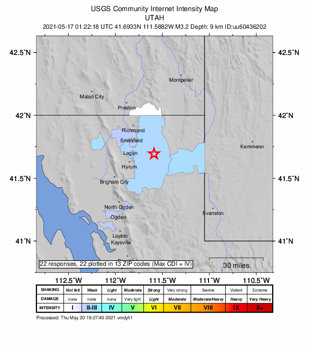 Did You Feel It? map: shaking reported by the public