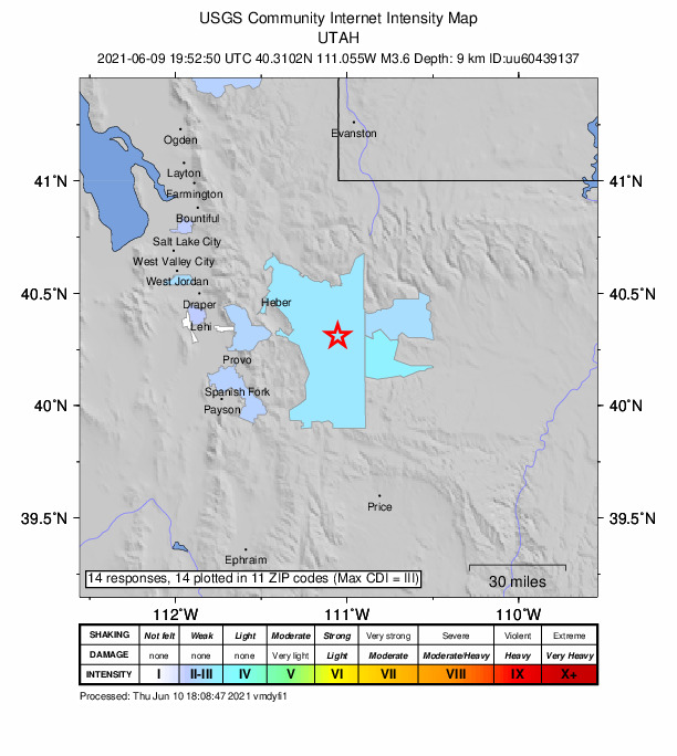 Did You Feel It? map: shaking reported by the public