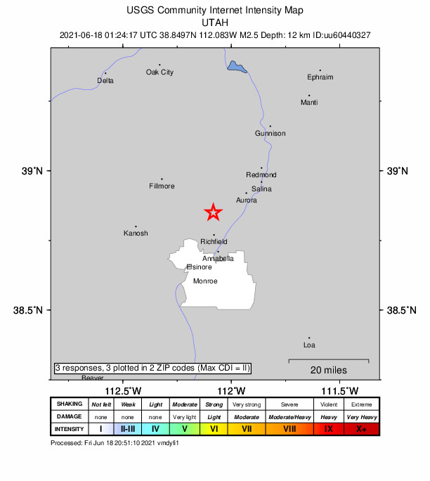 Did You Feel It? map: shaking reported by the public
