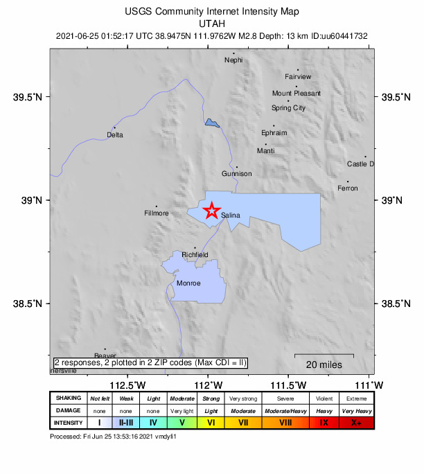 Did You Feel It? map: shaking reported by the public