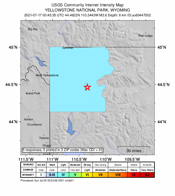 Did You Feel It? map: shaking reported by the public
