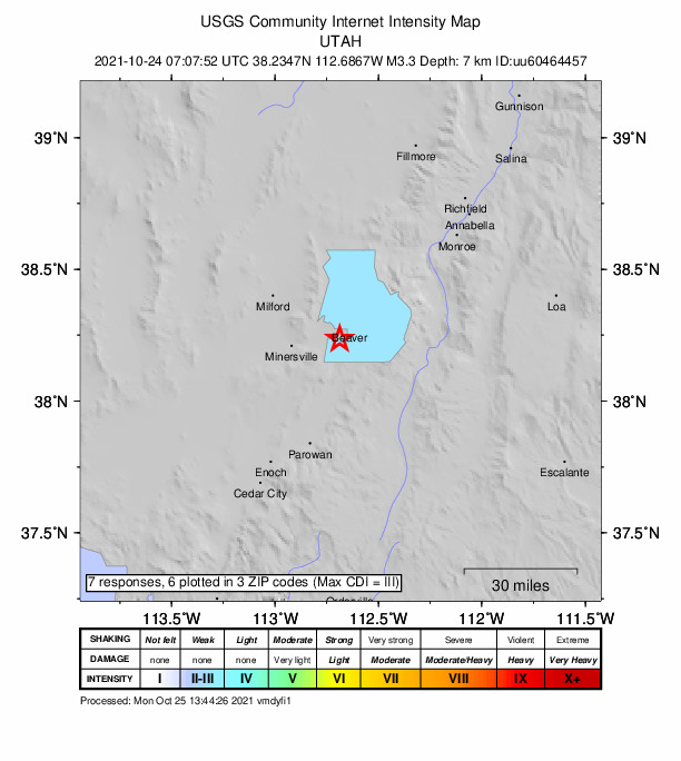 Did You Feel It? map: shaking reported by the public