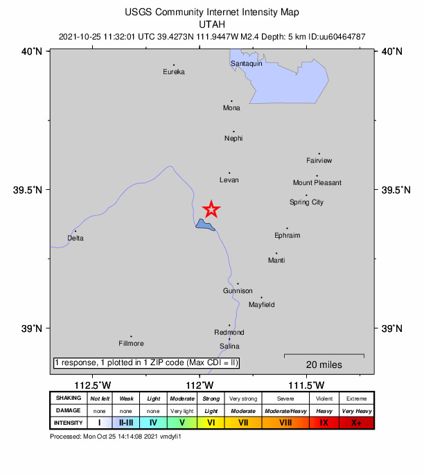 Did You Feel It? map: shaking reported by the public