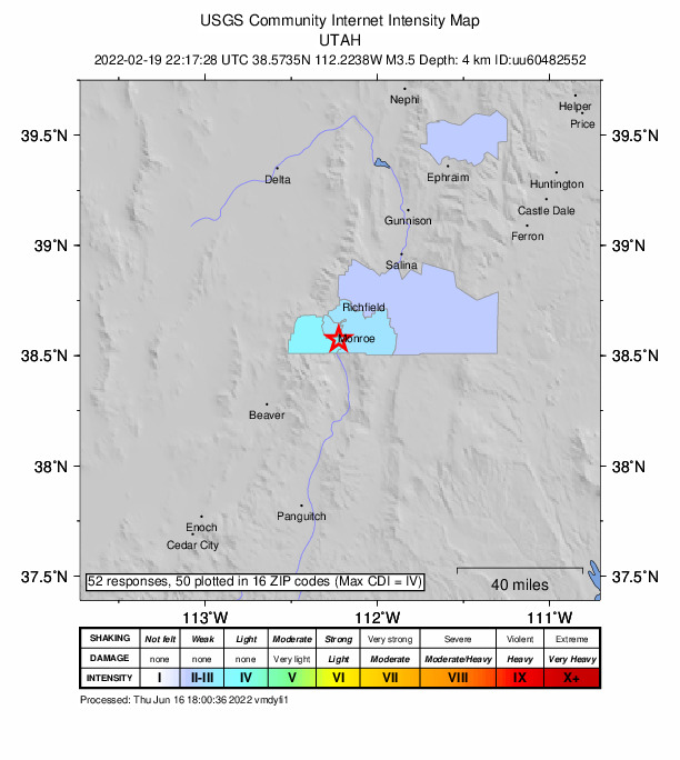 Did You Feel It? map: shaking reported by the public