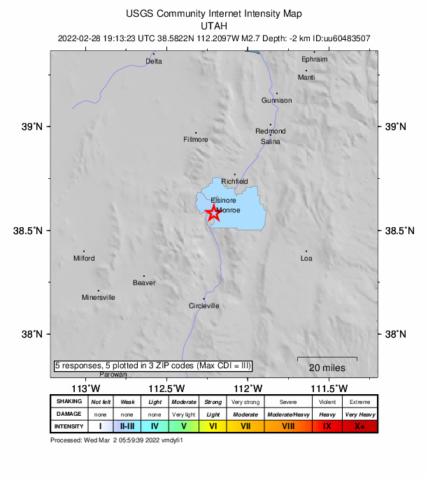 Did You Feel It? map: shaking reported by the public