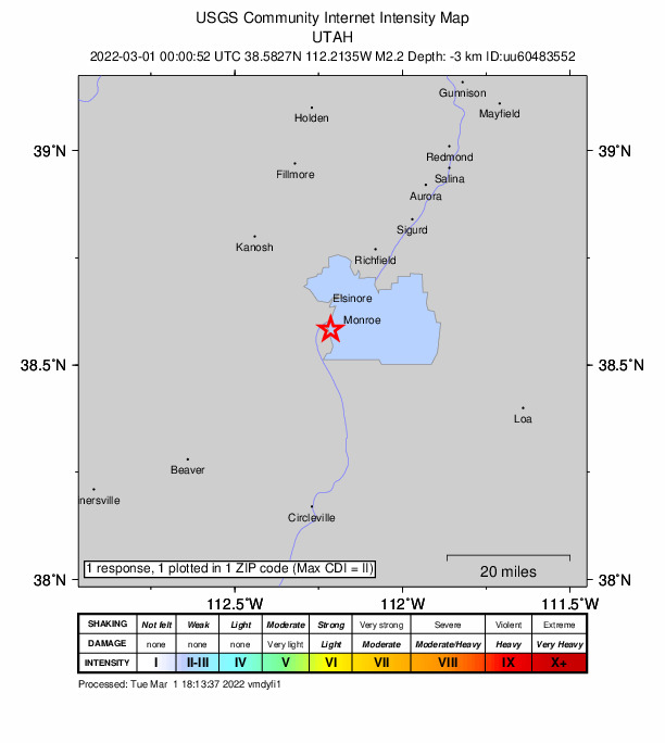 Did You Feel It? map: shaking reported by the public