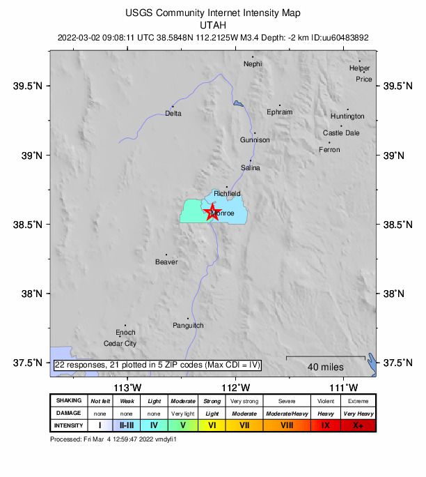 Did You Feel It? map: shaking reported by the public