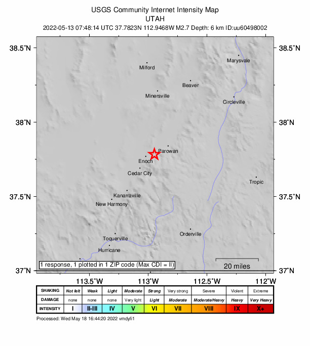 Did You Feel It? map: shaking reported by the public