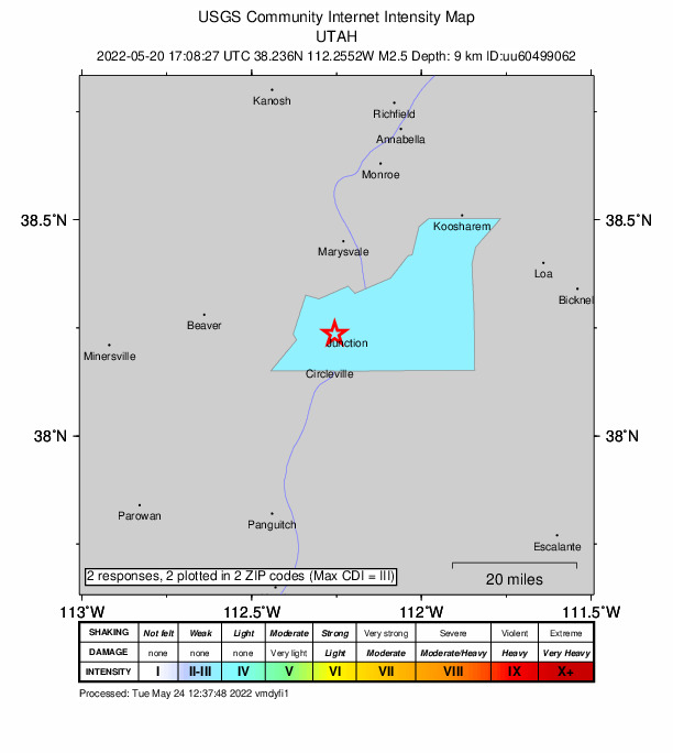Did You Feel It? map: shaking reported by the public