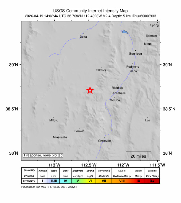 Did You Feel It? map: shaking reported by the public