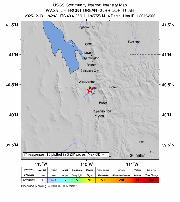 Did You Feel It? map: shaking reported by the public