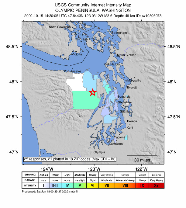 Did You Feel It? map: shaking reported by the public