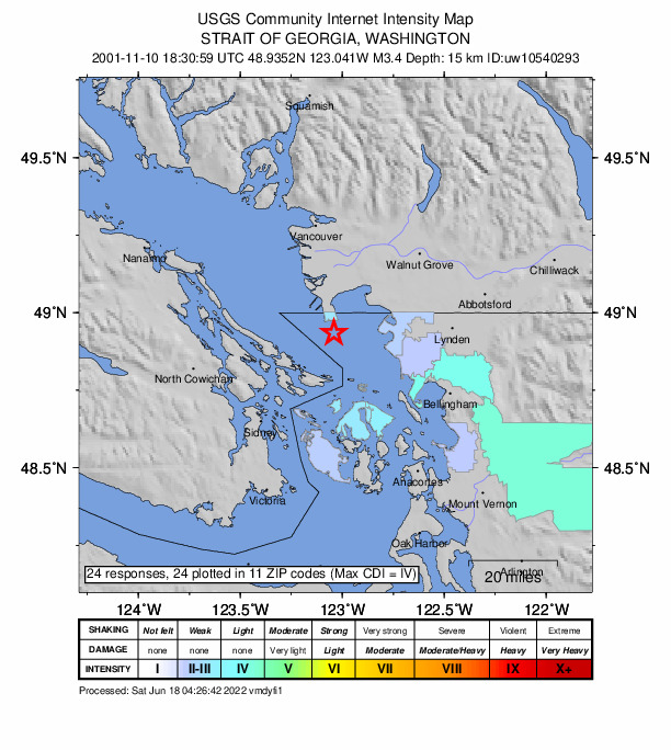 Did You Feel It? map: shaking reported by the public