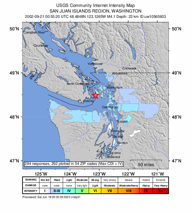 Did You Feel It? map: shaking reported by the public