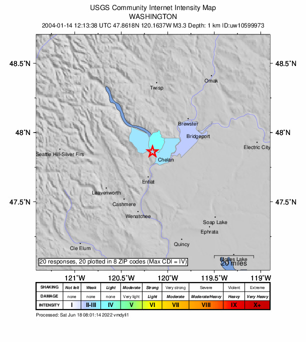Did You Feel It? map: shaking reported by the public